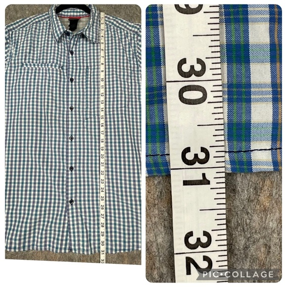 The North Face Men's Blue Orange Green Plaid Button Up Short Sleeve Shirt Sz XL - Picture 14 of 14